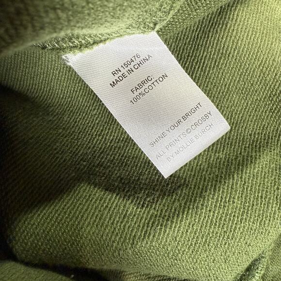 Crosby By Mollie Burch Ollie Sweater Size XS Green French Terry Eyelet Ruffle - Picture 7 of 7